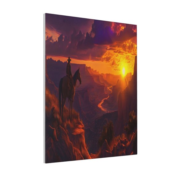 Rateoe Sunset Valley Western Cowboy Pattern Decorative Picture – Unique Modern Wall Art, Ready-to-Hang Canvas Print for Home (Vertical)