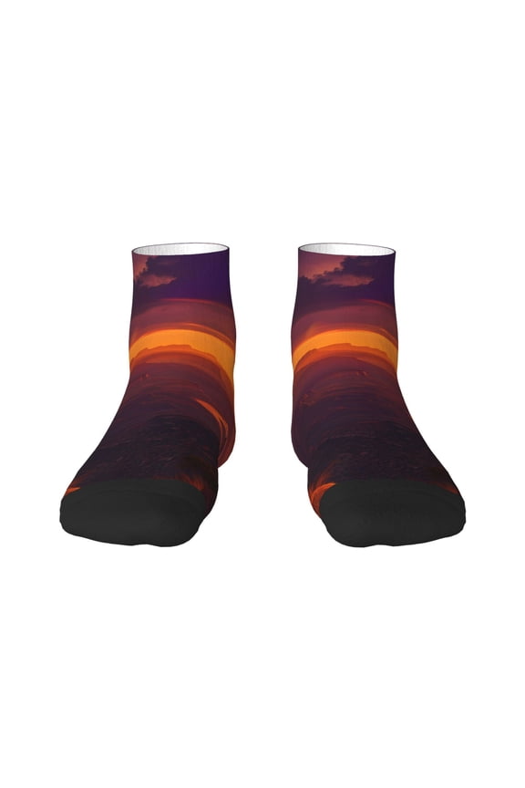 Sunset Valley Western Cowboy Pattern Quarter Crew Socks,Toe Seamed Ankle Socks,Cotton Cushioned Breathable Athletic Crew Sports Socks
