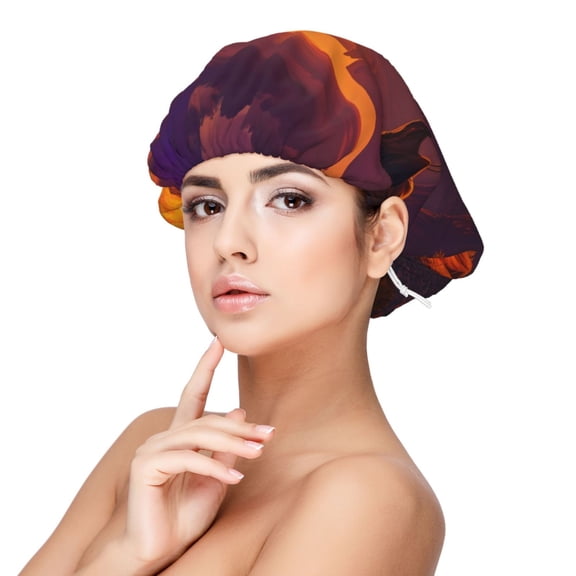 Rateoe Sunset Valley Western Cowboy Pattern Silk Satin Hair Bonnet for Sleeping, Adjustable Sleep Cap Turban for Women , Curly Straight Hair Long Large Braid