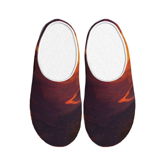 Rateoe Sunset Valley Western Cowboy Print Women's Men's Cotton Knit Slippers Lightweight Memory Foam Indoor House Shoes with Anti-Skid Sole-35/36