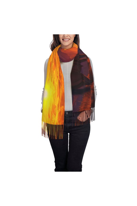 Sunset Valley Western Cowboy Women's Traditional Scarf Wrap Tassel Shawl Fringes Neck Head Shawl Retro Scarf