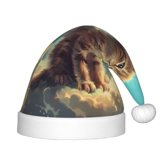 Rateoe Sunshine Cloud Cute Cat Santa Hat Confortable Christmas Hat for Christmas Party Favors Fit for Kids