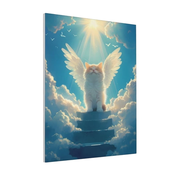 Rateoe Sunshine Cute Winged Cat Pattern Decorative Picture – Unique Modern Wall Art, Ready-to-Hang Canvas Print for Home (Vertical)