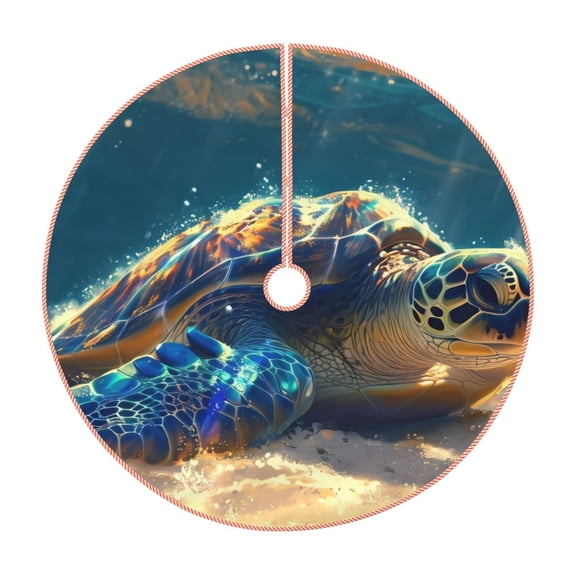 Rateoe Sunshine Underwater Sand Turtle Pattern Christmas Tree Skirt with Ties , Christmas Tree Decorations, Farmhouse Christmas Decor Xmas Holiday Decorations-48"