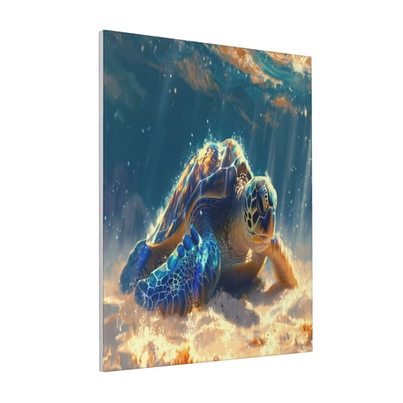 Rateoe Sunshine Underwater Sand Turtle Pattern Decorative Picture – Unique Modern Wall Art, Ready-to-Hang Canvas Print for Home (Vertical)
