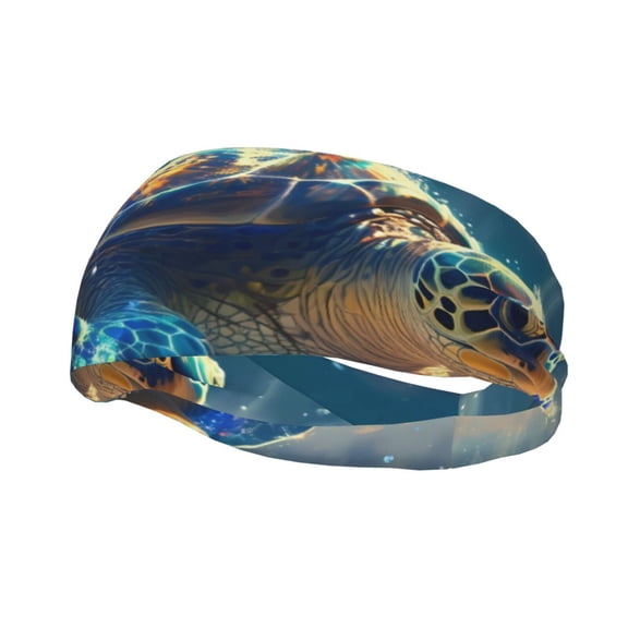 Rateoe Sunshine Underwater Sand Turtle Pattern Sports Headbands ,Moisture Wicking Workout Headband, Sweatband Headbands for Running,Cycling,Yoga,Hairband for Women and Men
