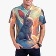 thumbnail image 1 of Rateoe Sunshine Winged Rabbit Pattern Men's Short Sleeve Polo Shirts, Golf Polo Shirts Short Sleeve Performance Moisture Wicking Dry-XX-Large, 1 of 6