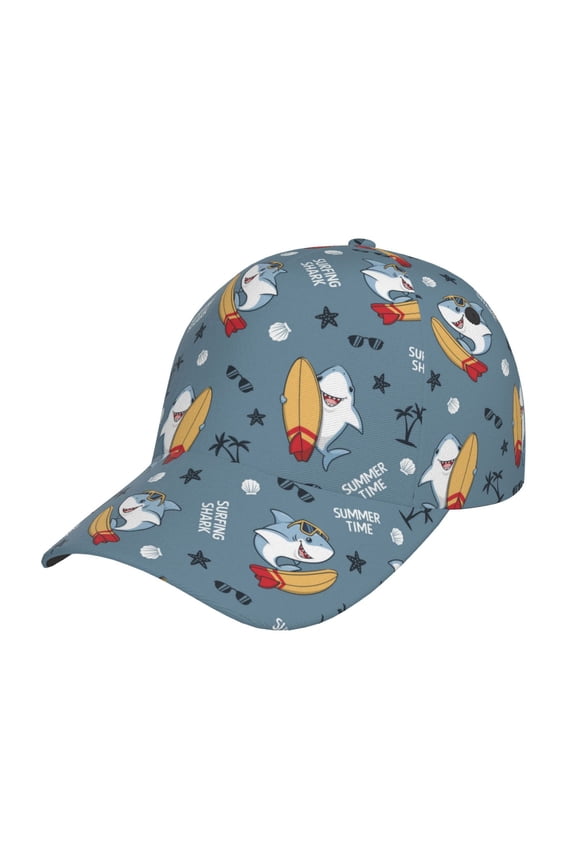 Surf Shark Pattern Baseball Cap Outdoor Cap Mountain Dad Hat - Unstructured Soft Cotton Cap-Adjustable UV Protection Cap