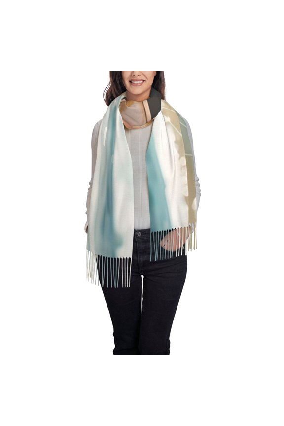Surfing Cat Sun Women's Traditional Scarf Wrap Tassel Shawl Fringes Neck Head Shawl Retro Scarf