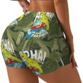 thumbnail image 1 of Rateoe Surfing Dinosaur Printed Power Workout Shorts for Women Tummy Control Squat Proof Ribbed Thick Seamless Scrunch Active Short-Large, 1 of 8