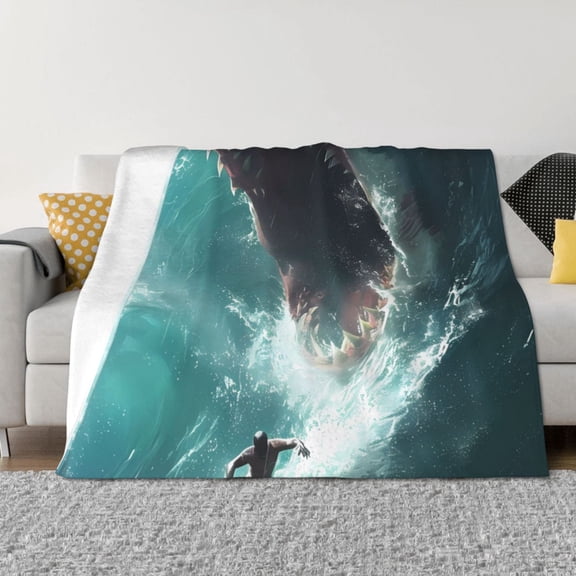 Rateoe Surfing Shark Pattern Flannel Throw Blanket, Ultra-soft Blanket for Bed, Couch, Car, Hypoallergenic Anti-pilling blanket-60"x50"(Horizontal)