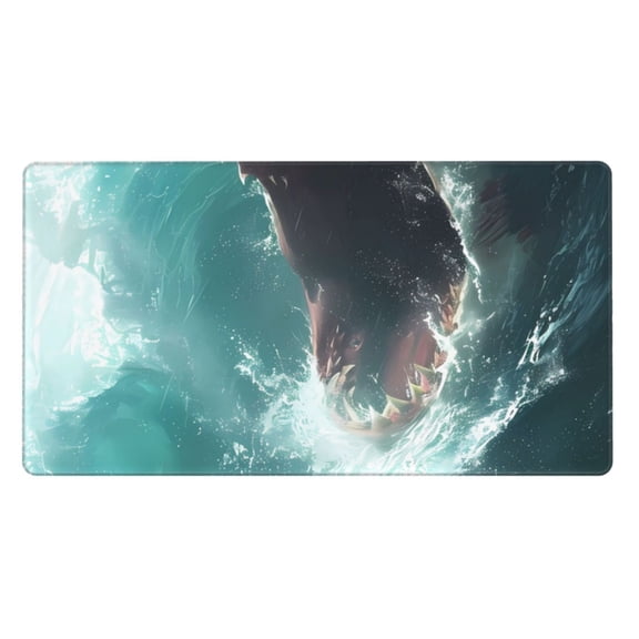 Rateoe Surfing Shark Print Mouse Pad - Extended Large Gaming Mousepad,Non-Slip Stitched Edge,16x29.5 Inch