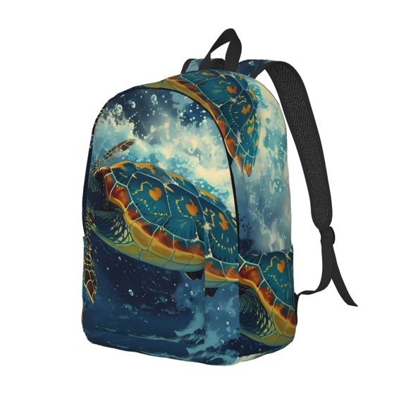 Rateoe Surfing Turtle Pattern Durable Canvas Backpack for Men & Women – Stylish & Lightweight – Adjustable Straps, Multiple Pockets – Fits 15-17 Inch LaptopsSmall
