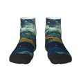 thumbnail image 1 of Rateoe Surfing Turtle Pattern Quarter Crew Socks,Toe Seamed Ankle Socks,Cotton Cushioned Breathable Athletic Crew Sports Socks, 1 of 7