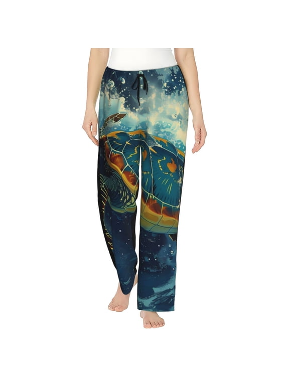 Surfing Turtle Pattern Women’s Ultra-Soft Comfy Pajama Lounge Pants Sleepwear,Comfortable Lounge Wear,lightweight Pajamas, Casual Home Wear-Small