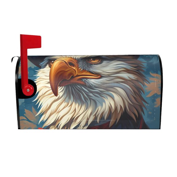 Rateoe Surreal Bald Eagle Gentleman Printed Mailbox Covers - Easy to Install Fall, Winter, Spring, Summer Mailbox Cover - Weather and UV-Resistant Mailbox Decor - Mailbox Magnetic Covers-25.5x21 in