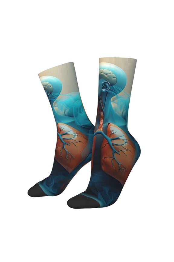 Surreal Body Art for Women Casual Calf Socks - Cute Crew Socks - Thin Soft Above Ankle Socks Size 5-11