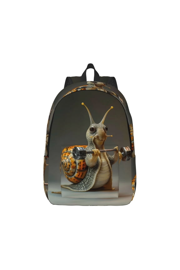Surreal Weightlifting Snail Pattern Canvas College Laptop Backpack,Travel Daypack,Durable Rucksack Travel Notebook Bag School Backpack Book Bag for Men Women-Small