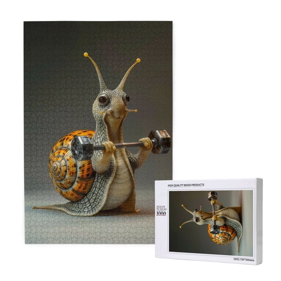 Rateoe Surreal Weightlifting Snail Pattern Wooden Picture Puzzle ,1000 Piece Jigsaw Puzzle ,Family Fun Puzzle, Home Dcor Puzzle, Gift Puzzle(Vertical style)