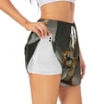 thumbnail image 1 of Rateoe Surreal Weightlifting Snail Printed 2 in 1 Women's Workout Shorts for Athletic Gym Running Shorts with Phone Pockets-Large, 1 of 7