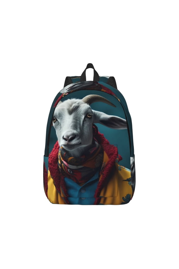 Surrealist Goat Pattern Canvas College Laptop Backpack,Travel Daypack,Durable Rucksack Travel Notebook Bag School Backpack Book Bag for Men Women-Medium