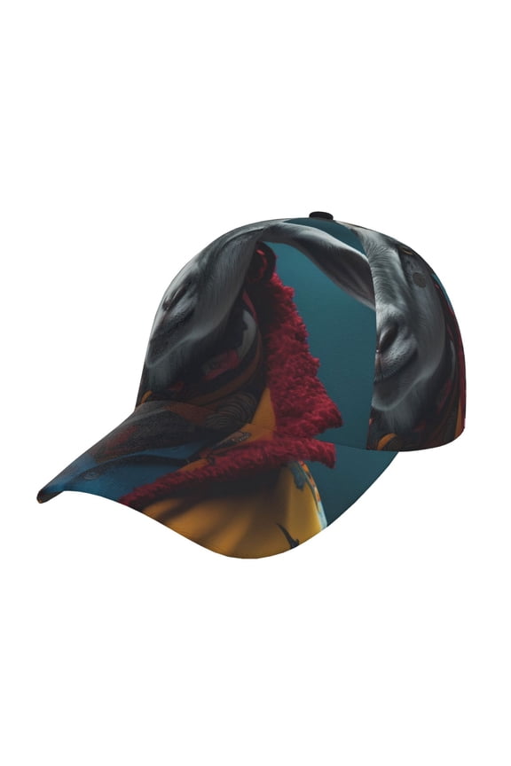 Surrealist Goat Pattern Mens Baseball Cap Adjustable Curved Brim Hat, Soft Cotton Sports Cap for Outdoor, Casual, and Everyday Wear, Comfortable & Breathable
