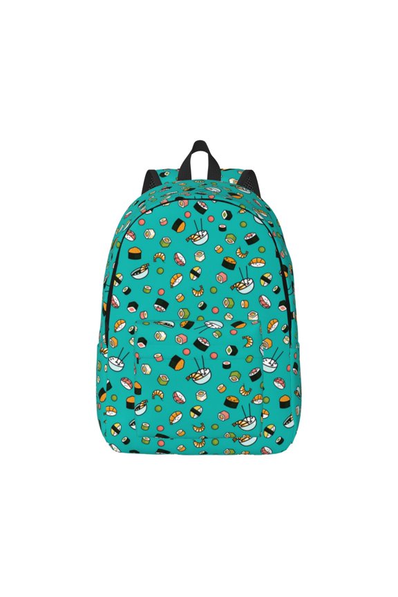 Sushi (3) Pattern Canvas College Laptop Backpack,Travel Daypack,Durable Rucksack Travel Notebook Bag School Backpack Book Bag for Men Women-Small