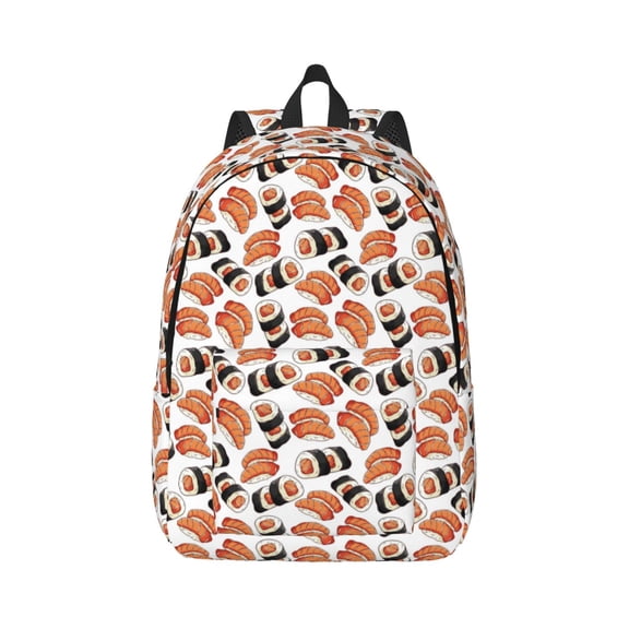 Rateoe Sushi Roll Pattern Canvas College Laptop Backpack,Travel Daypack,Durable Rucksack Travel Notebook Bag School Backpack Book Bag for Men Women-Small