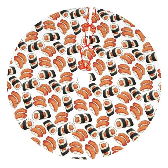 Rateoe Sushi Roll Print Christmas Tree Skirt 48" for Xmas Holiday New Year Party Circle Tree Mat Ornaments Decoration