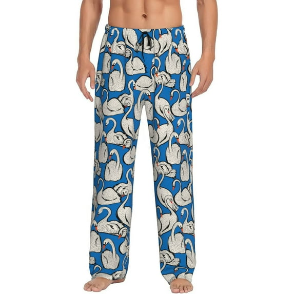 Rateoe Swan Birds Pattern Men’s Ultra-Soft Comfy Pajama Lounge Pants Sleepwear,Comfortable Lounge Wear,lightweight Pajamas, Casual Home Wear-Small