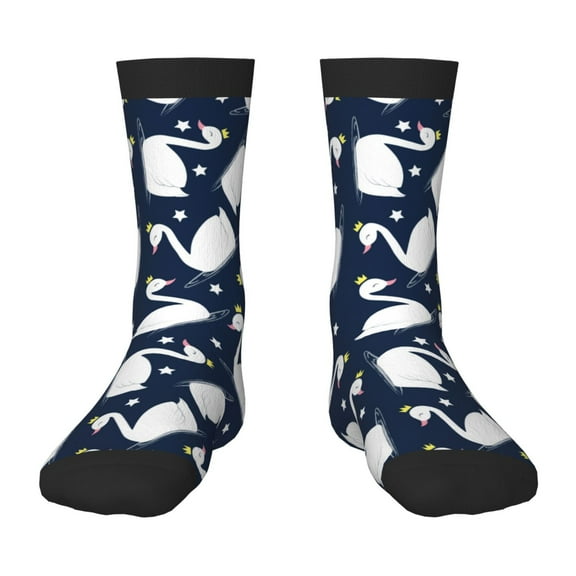 Rateoe Swan Pattern Children's Socks, Socks Gifts ,kids Crew Soft Cotton Socks , Moisture-Wicking, Durable, Ideal for Daily Wear & Sports