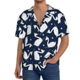 thumbnail image 1 of Rateoe Swan Pattern Men's Short Sleeve Classic Shirt, Casual Short-Sleeved Shirt, Lightweight Summer Shirt, Cuban Collar Shirt,Button-Front Shirt-X-Large, 1 of 5