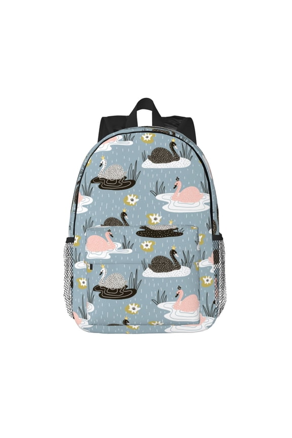 Swan Princess On Lake Pattern Student Backpack Water-resistant Backpack 15-inch Laptop Backpack Lightweight Adjustable School Backpack