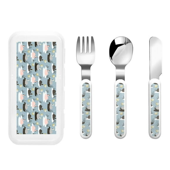 Rateoe Swan Princess On Lake for Stainless Steel Kids Silverware Set - Child and Toddler Safe Flatware - Children's Knife, Fork And Spoon Set