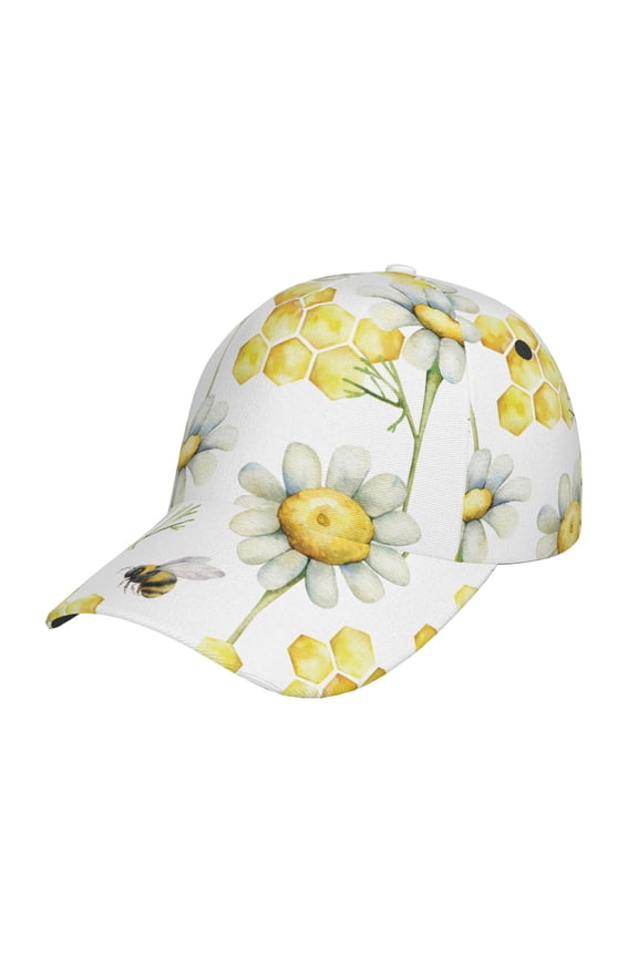 Sweet Honey Pattern Baseball Cap Outdoor Cap Mountain Dad Hat - Unstructured Soft Cotton Cap-Adjustable UV Protection Cap