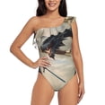 thumbnail image 1 of Rateoe Swordsman Cool Dragon Pattern Women One Piece Swimsuits Tummy Control One Shoulder Bathing Suits Ruffle Swimwear-Medium, 1 of 6