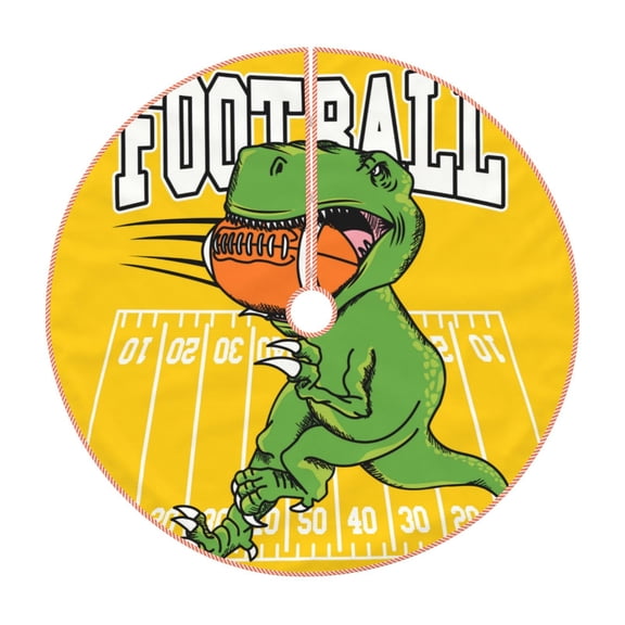 Rateoe T-Rex Playing Football Pattern Christmas Tree Skirt with Ties, Christmas Tree Decorations, Farmhouse Christmas Decor Xmas Holiday Decorations-