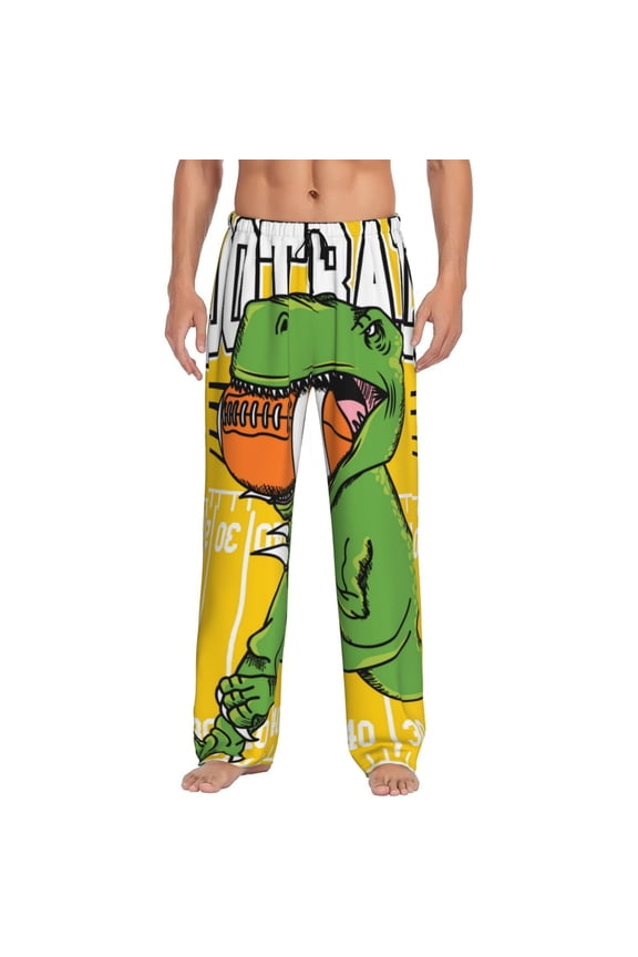 T-Rex Playing Football Pattern Men’s Ultra-Soft Comfy Pajama Lounge Pants Sleepwear,Comfortable Lounge Wear,lightweight Pajamas, Casual Home Wear-Medium