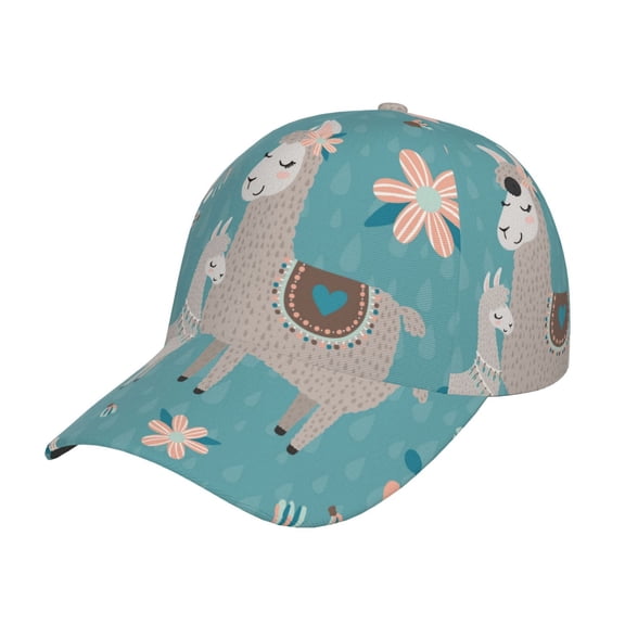 Rateoe Teal Mama Llama Pattern Baseball Cap Outdoor Cap Mountain Dad Hat - Unstructured Soft Cotton Cap-Adjustable UV Protection Cap