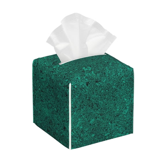 Rateoe Teal Marble Pattern Tissue Box Cover, Modern Square Decorative Leather Facial Paper Case Organizer Holder Dispenser 5X5X5''