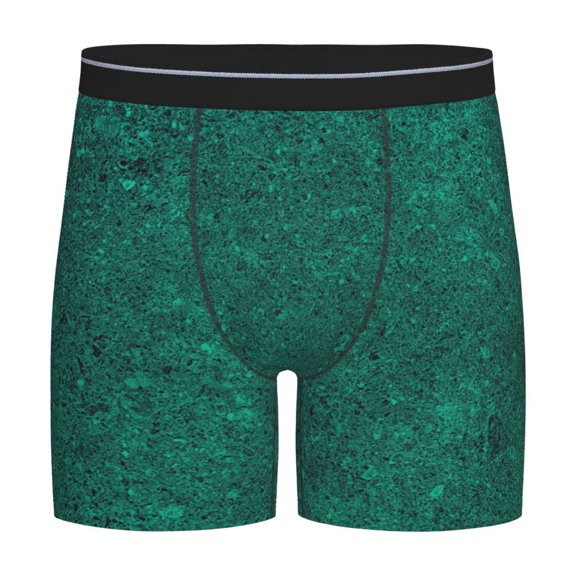 Rateoe Teal Marble Print Men’s Underwear Boxer Briefs Soft Comfortable Underwear Boxer Briefs, Long Leg Briefs,Anti-chafing Boxer Briefs