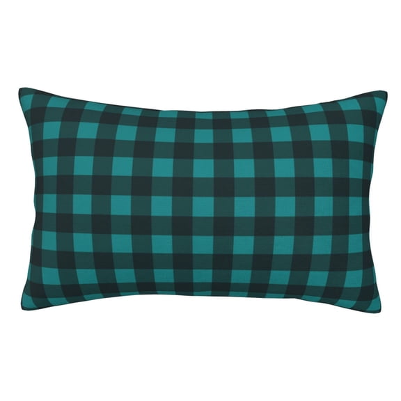 Rateoe Teal On Black Plaid Pattern Pillow Covers with Invisible Zipper(Pillows are not Included) Standard Pillowcases-14"x20"