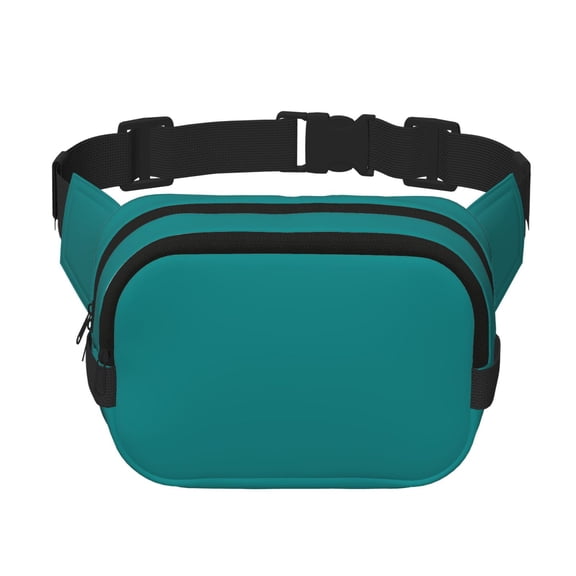 Rateoe Teal Print Fanny Pack Belt Bag for Women and Men, Square Double-Layer Waterproof Waist Pack with Adjustable Strap for Hiking, Jogging, Cycling