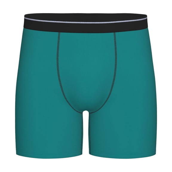 Rateoe Teal Print Men’s Underwear Boxer Briefs Soft Comfortable Underwear Boxer Briefs, Long Leg Briefs,Anti-chafing Boxer Briefs
