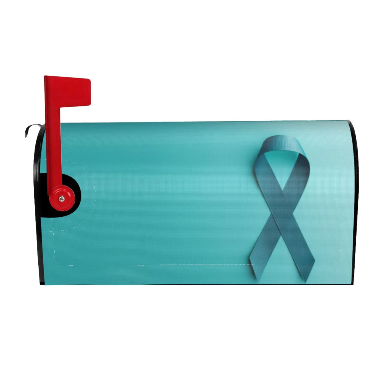 Rateoe a Teal Ribbonin Printed Mailbox Covers - Easy to Install Fall, Winter, Spring, Summer Mailbox Cover - Weather and UV-Resistant Mailbox Decor - Mailbox Magnetic Covers-25.5x21 in