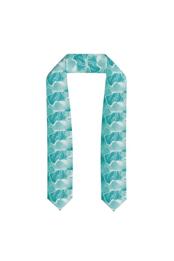 Teal Turquoise 1 Pattern Graduation Shawl Stole – Elegant Stole for Graduates ,Graduation Gown Accessory, Academic Stole-Flattened