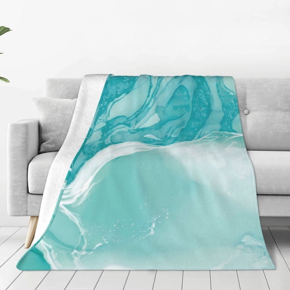 Rateoe Teal Turquoise 1 Print Fuzzy Fleece Throw Blanket Extra Large,Super Soft,Fluffy and Warm Blankets for Couch,Bed,All Season Use (50"x40")