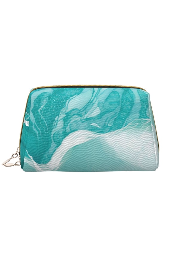 Teal Turquoise 1 for Travel Makeup Bag,Large Capacity Cosmetic Bags for Women,Waterproof Portable Pouch Open Flat Toiletry Bag Make up Organizer