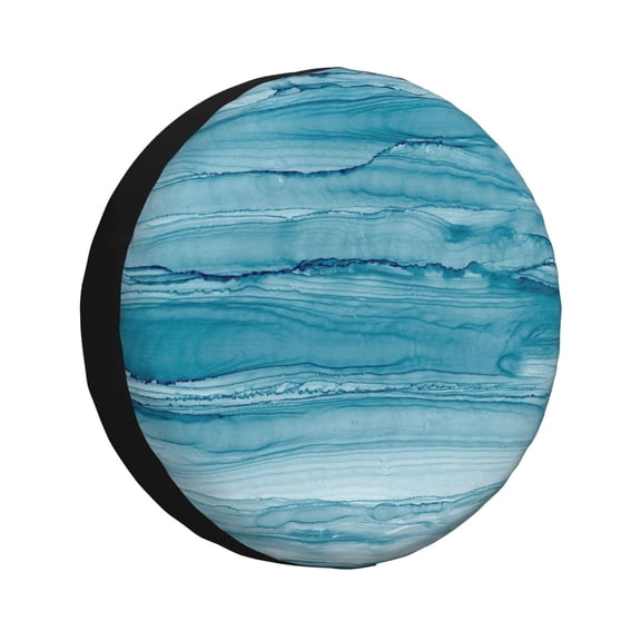 Rateoe Teal Turquoise Fluid Stripes Pattern Tire Cover Wheel Protectors Weatherproof Wheel Covers Universal Fit for Trailer Rv SUV Truck Camper Travel Trailers Accessories-14 inch