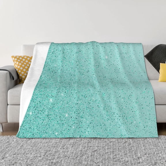 Rateoe Teal Turquoise Glitter Pattern Flannel Throw Blanket, Ultra-soft Blanket for Bed, Couch, Car, Hypoallergenic Anti-pilling blanket-